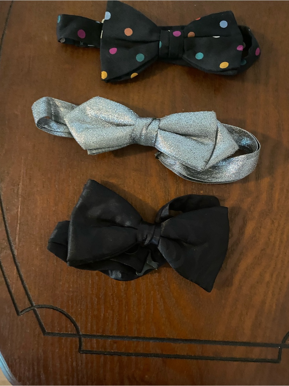 Classic Men's Bow Tie Set - Black, Silver & Multicolor Polka Dot